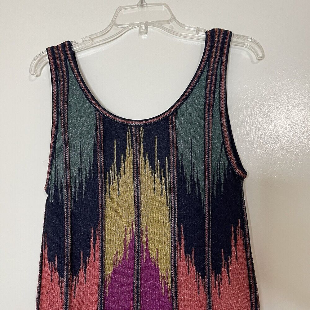 MISSONI knit chevron design multi color scoop neck tank mini dress size US 10 - Picture 6 of 6